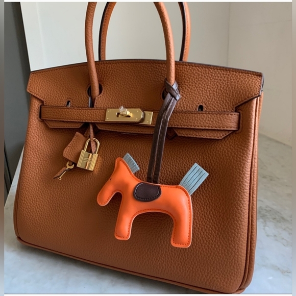 Rodeo Horse Purse Charm-Orange w/ Teal Blue & Brown accents - Picture 3 of 7